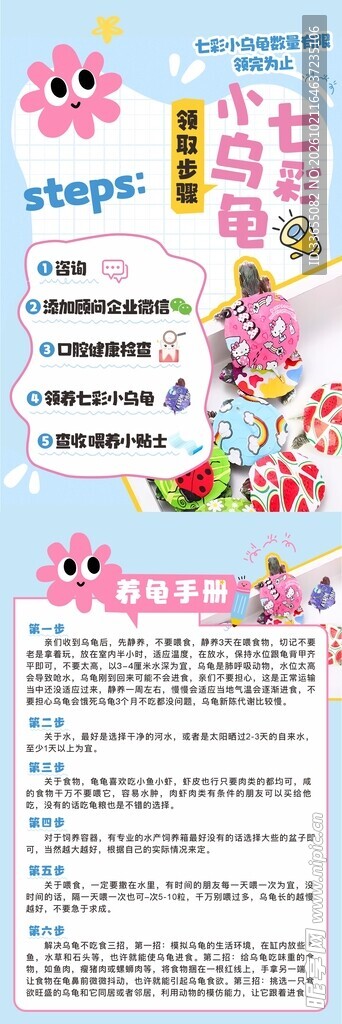 小乌龟领养打卡攻略信息长图