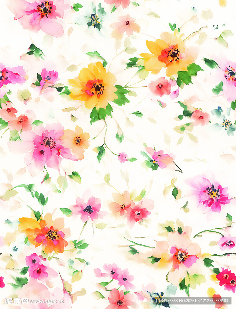 清新水彩花卉底纹