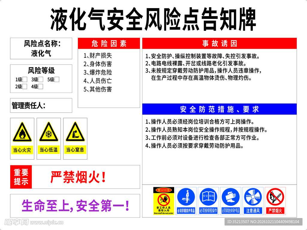 液化气安全风险点告知牌