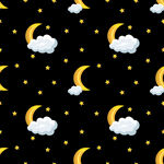 卡通星月夜空无缝图案