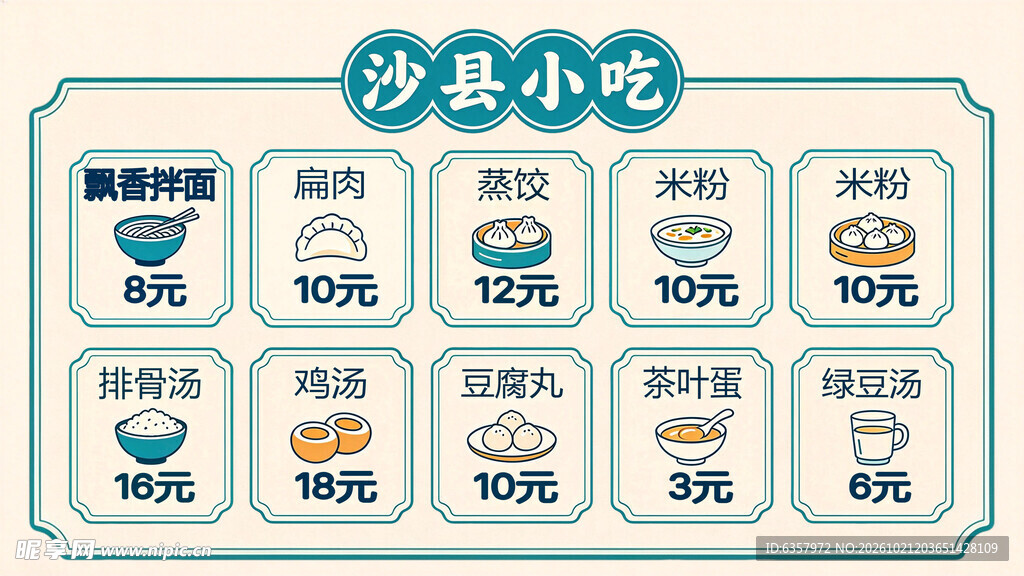 沙县小吃价目表