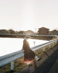 乡村河畔黄昏公路风光