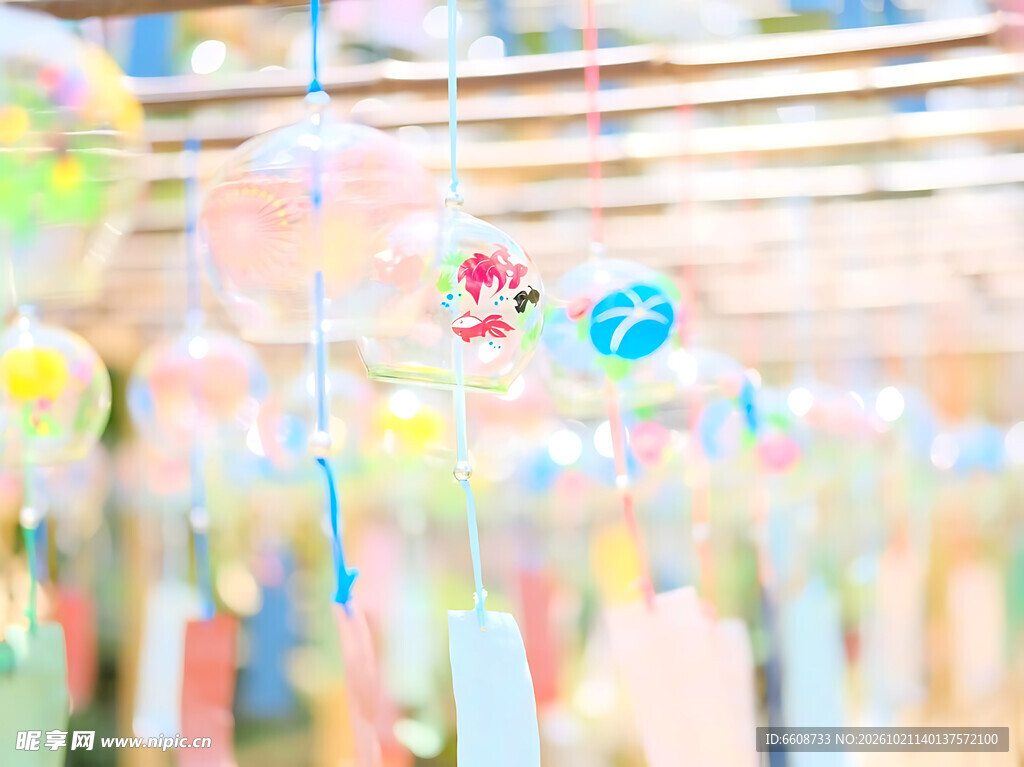 夏日窗边和风风铃