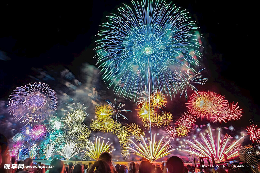 节日夜空璀璨烟花秀