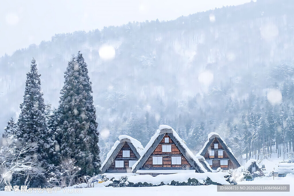 冬日合掌村雪景