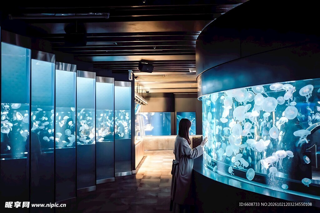 大型水族馆室内观光场景
