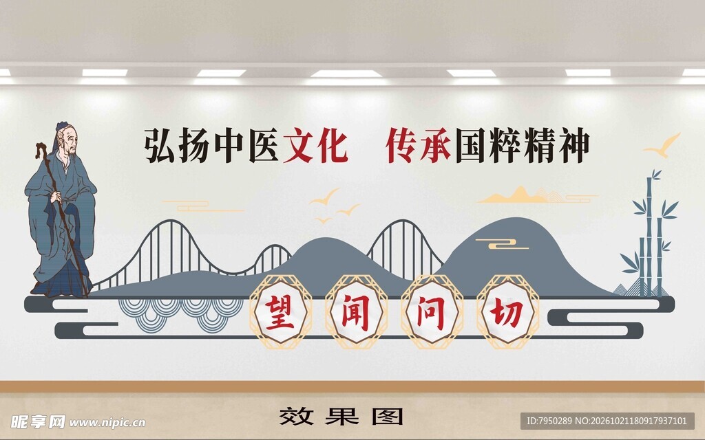 中医文化传承宣传墙单层