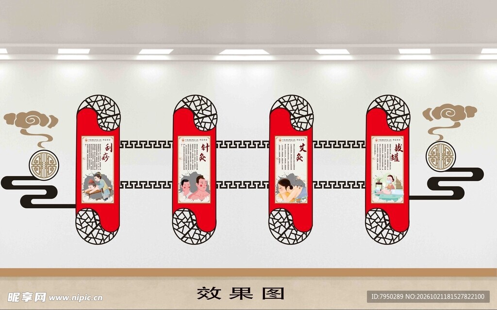 中式文化展示墙单层