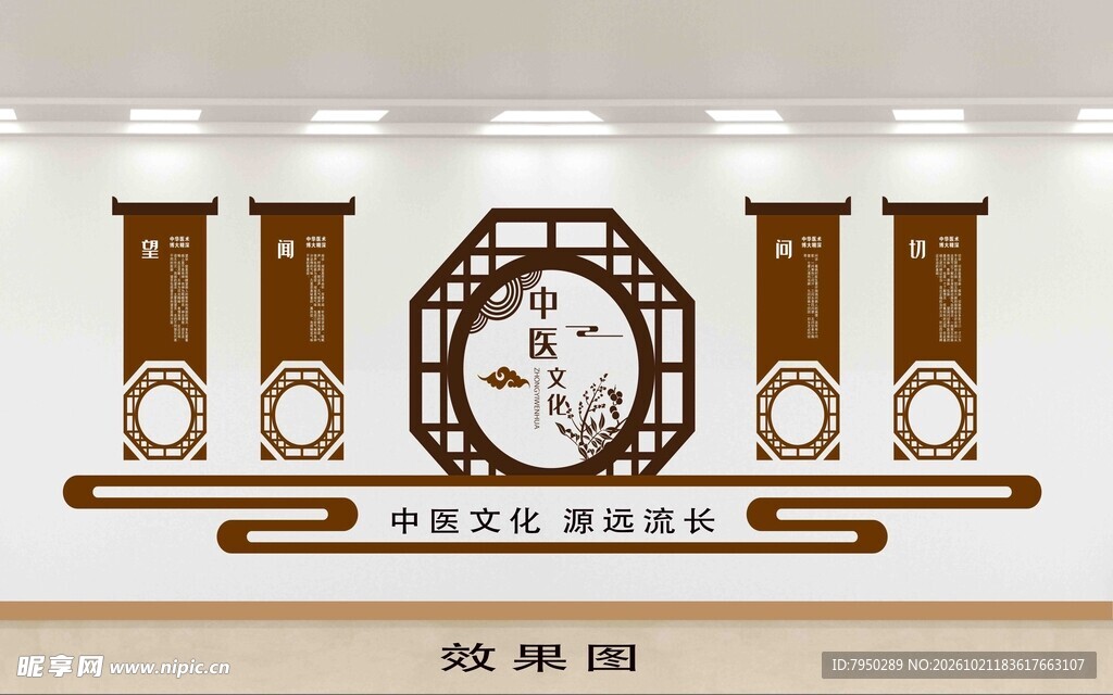 中式中医文化展示墙单层