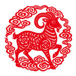 生肖羊祥云剪纸图案