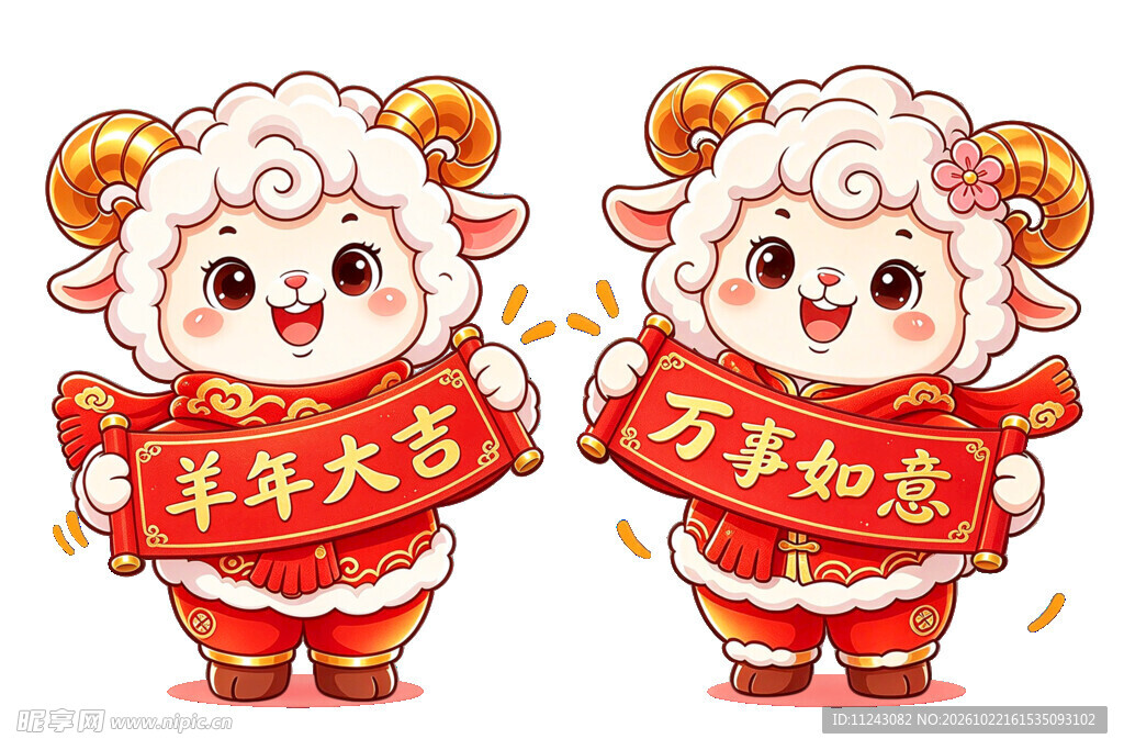 羊年新春拜年卡通小羊