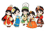少数民族卡通少女插画
