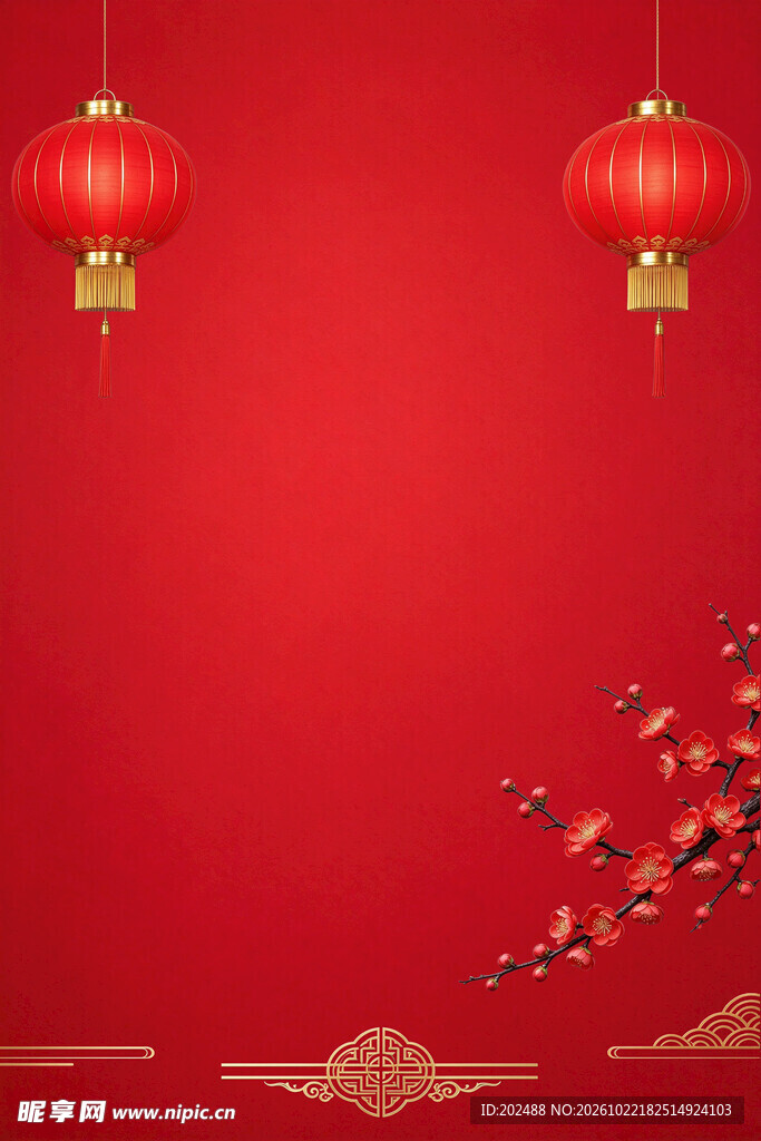 红底灯笼新春喜庆背景