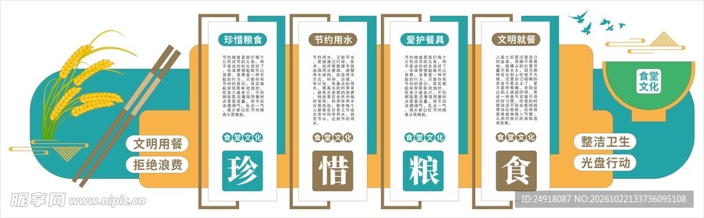食堂文化墙背景墙展板海报