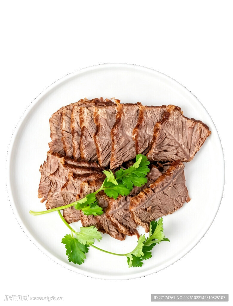 白盘盛酱卤牛肉片