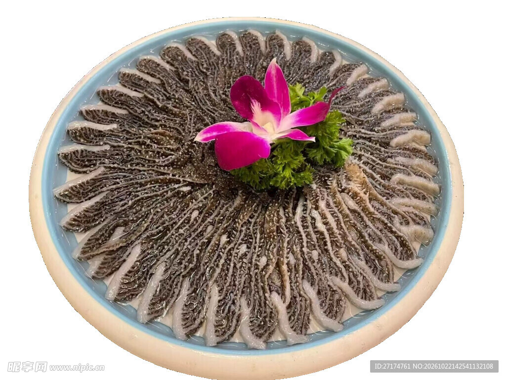 精美摆盘黑毛肚菜品