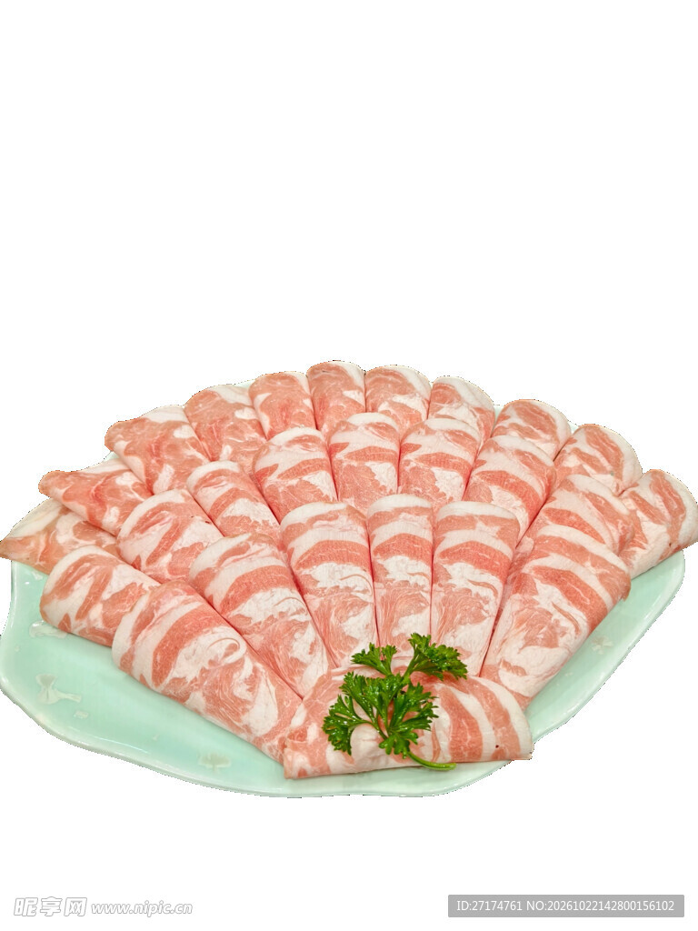 摆盘整齐的五花肉卷