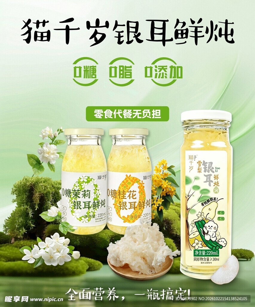 猫千岁银耳鲜炖产品海报