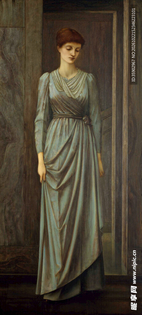 古典优雅女子肖像油画
