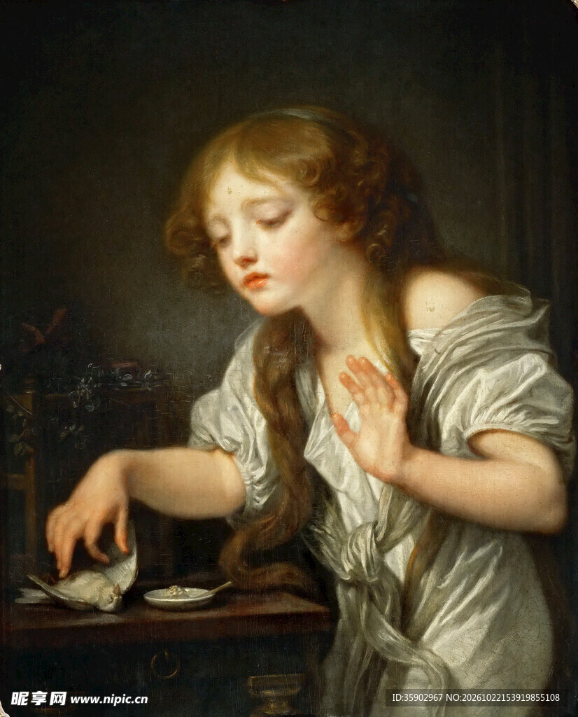 古典少女肖像油画