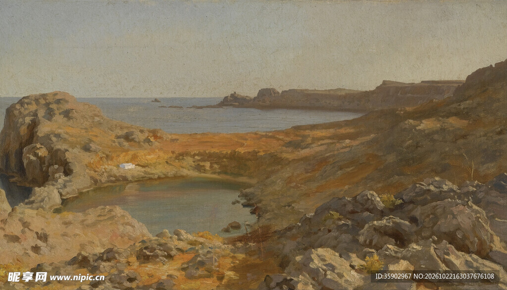 海岸郊野风景油画