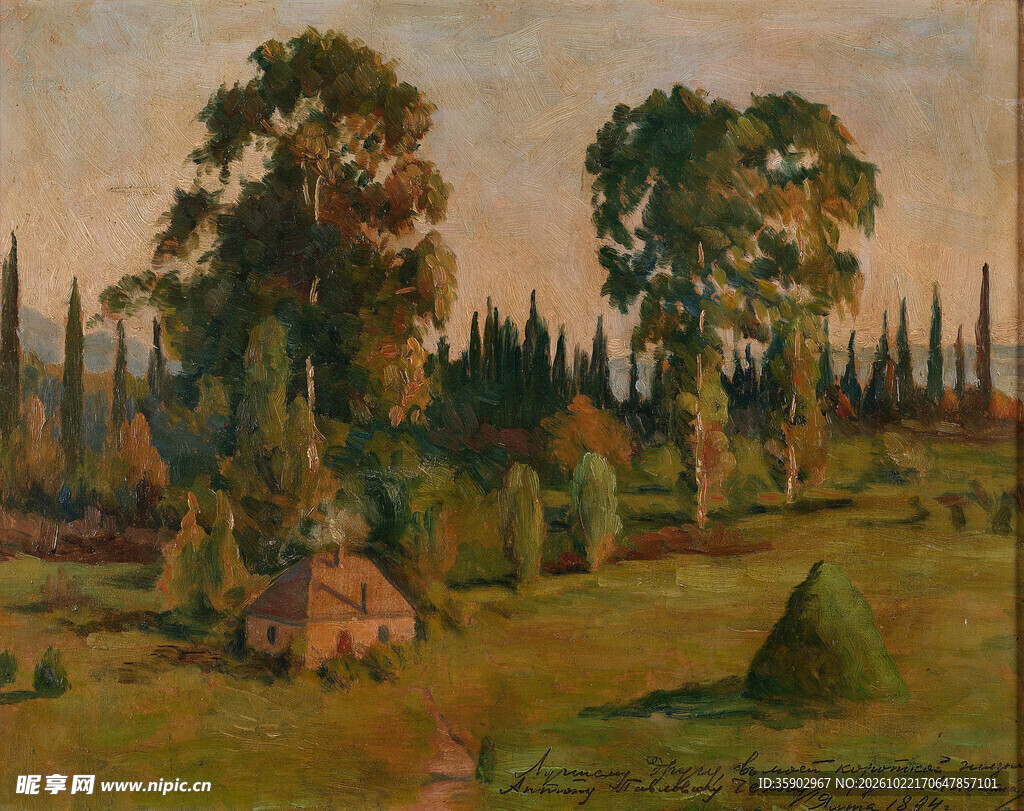 郊野田园风景油画
