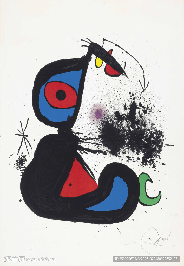 米罗抽象艺术画作
