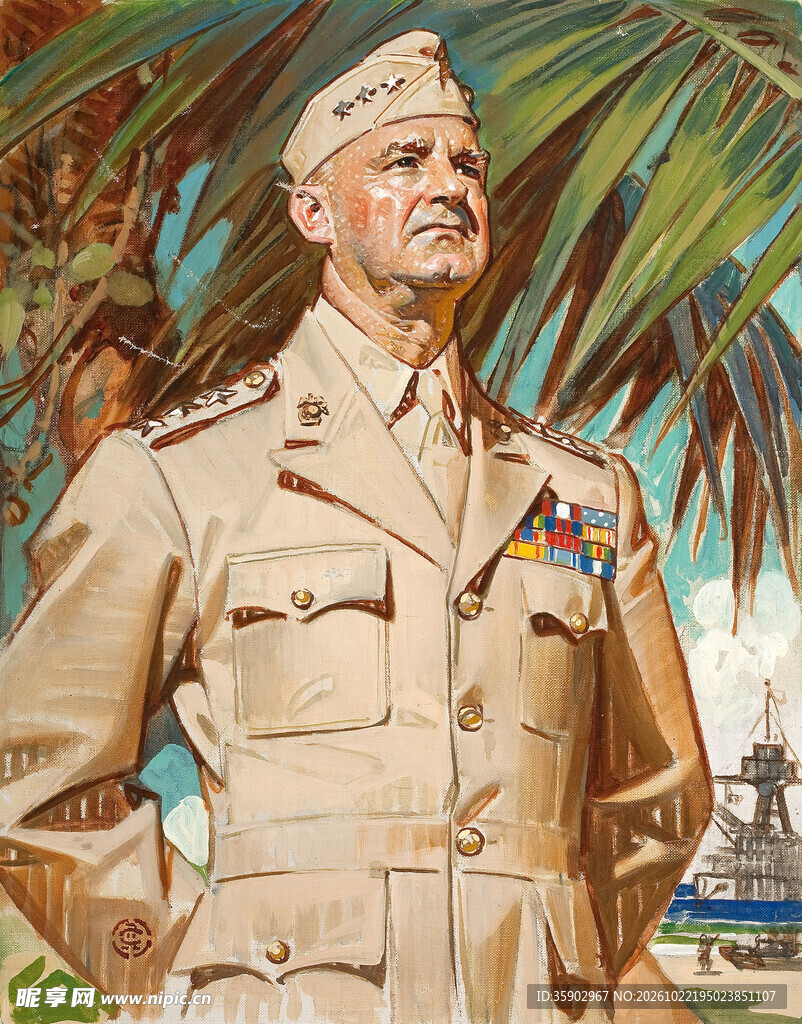 二战美军将领肖像插画