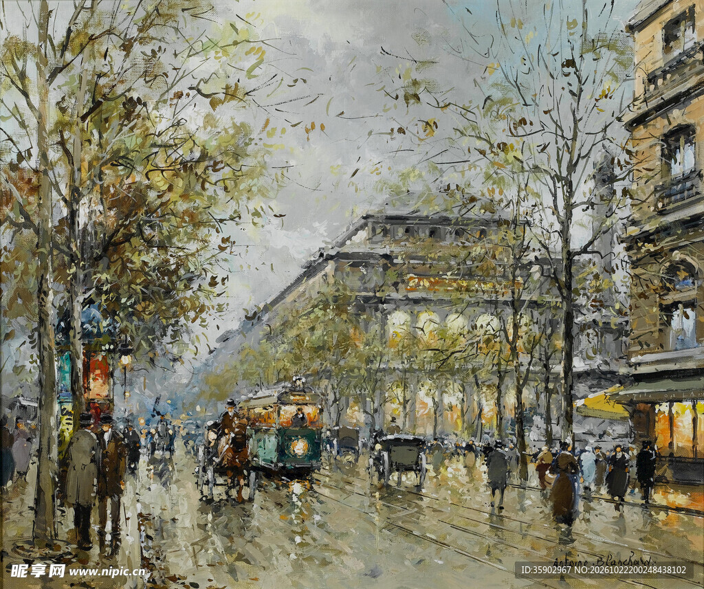 雨后巴黎街景油画