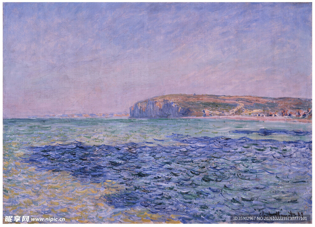 海岸点彩风景油画