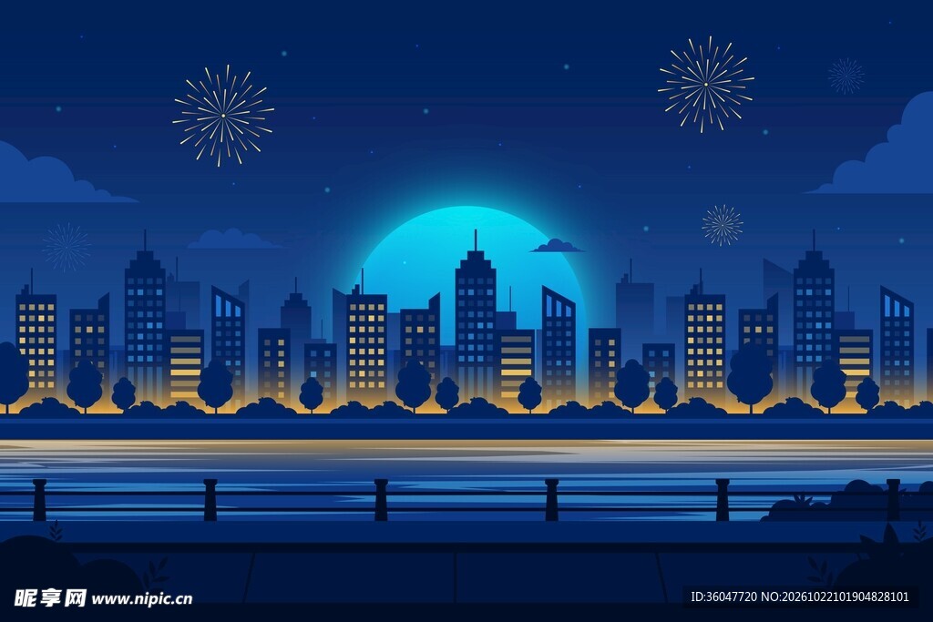 城市夜景插画