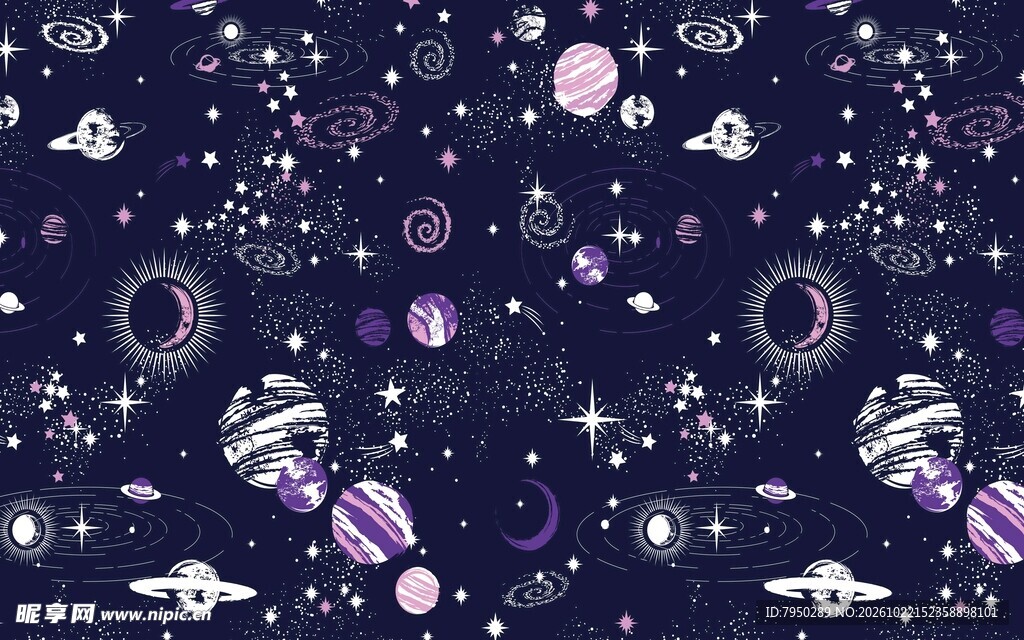 卡通宇宙星空图案