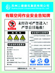 有限空间作业安全告知牌