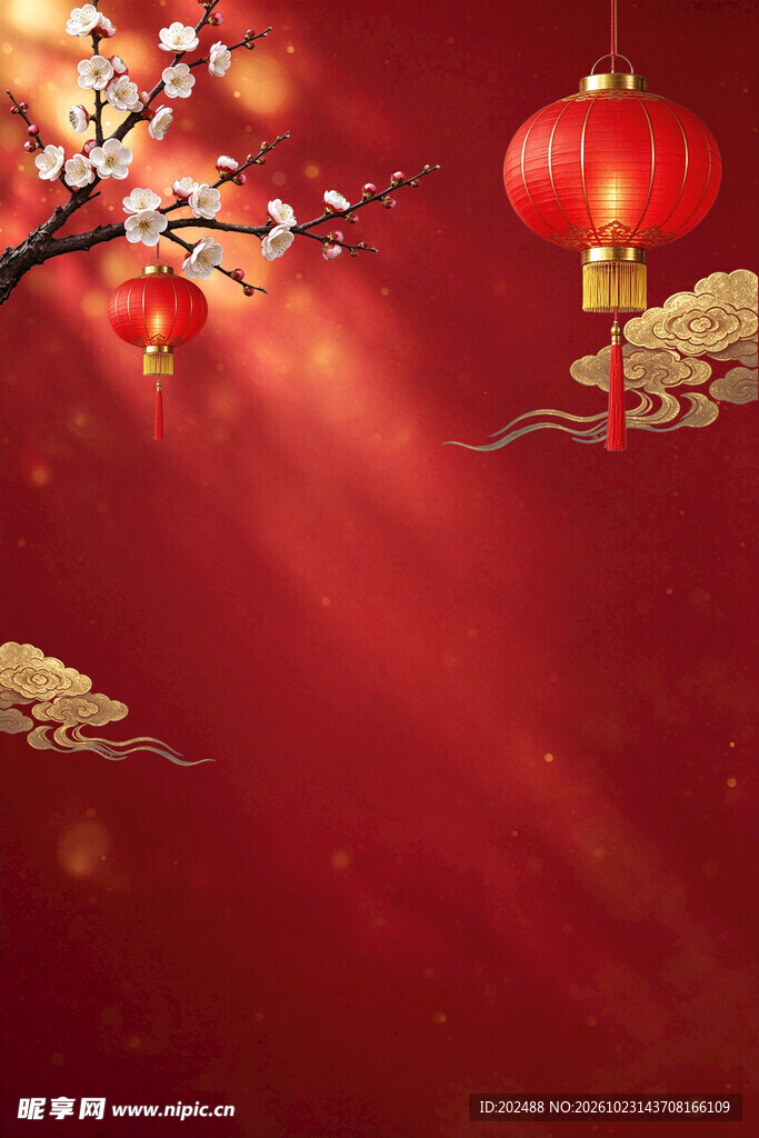 新春红灯笼喜庆背景