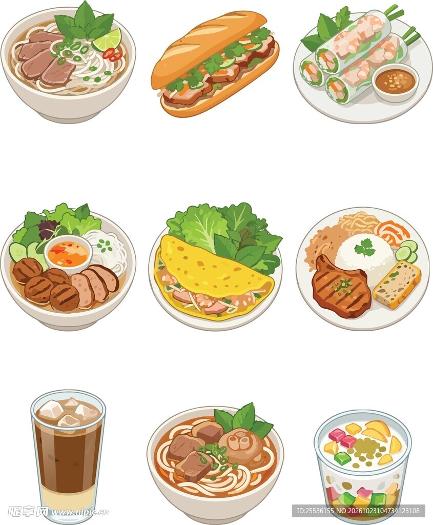 美食卡通插画