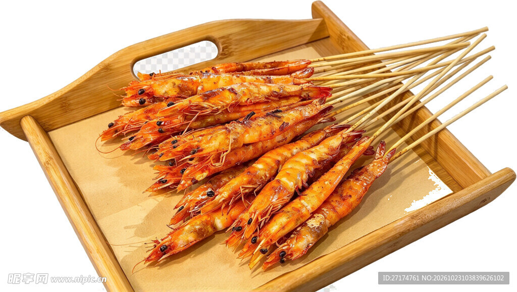 托盘上的烤串美食
