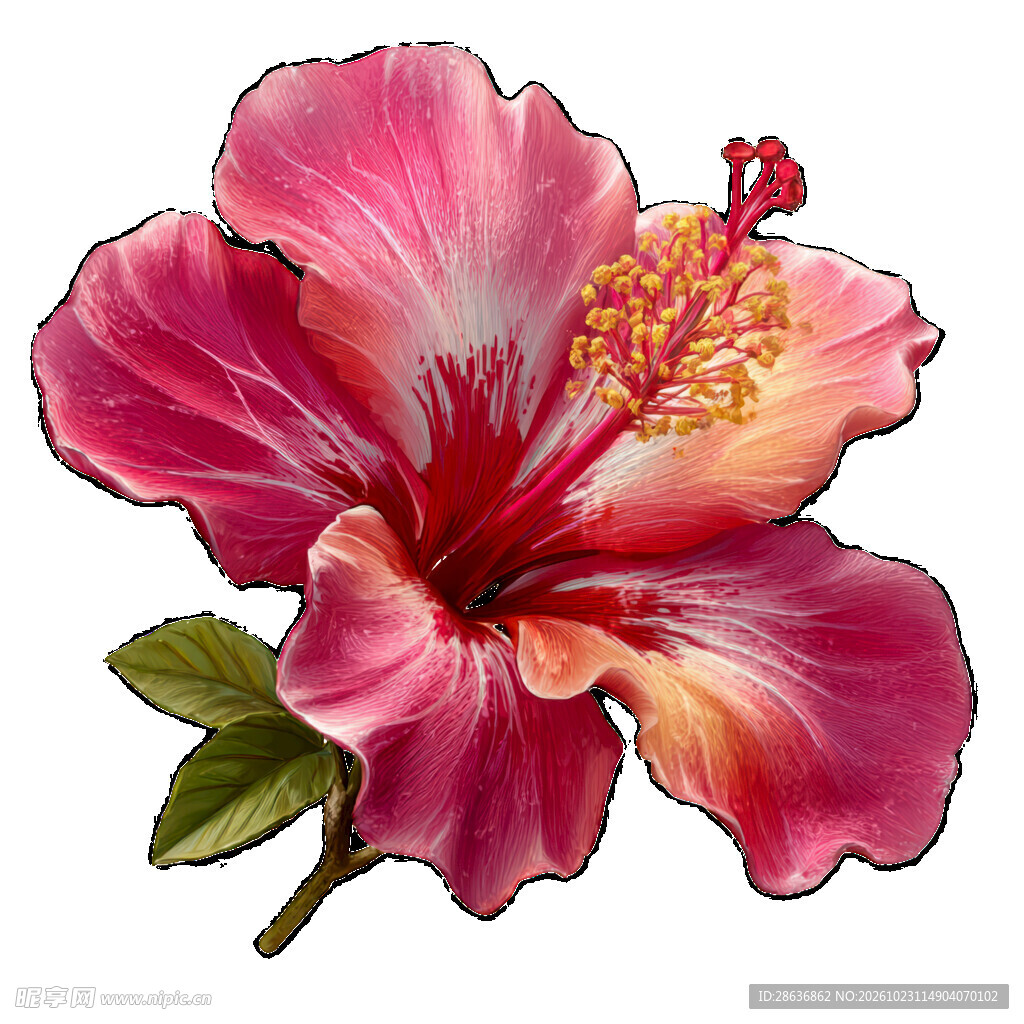 手绘粉色扶桑花