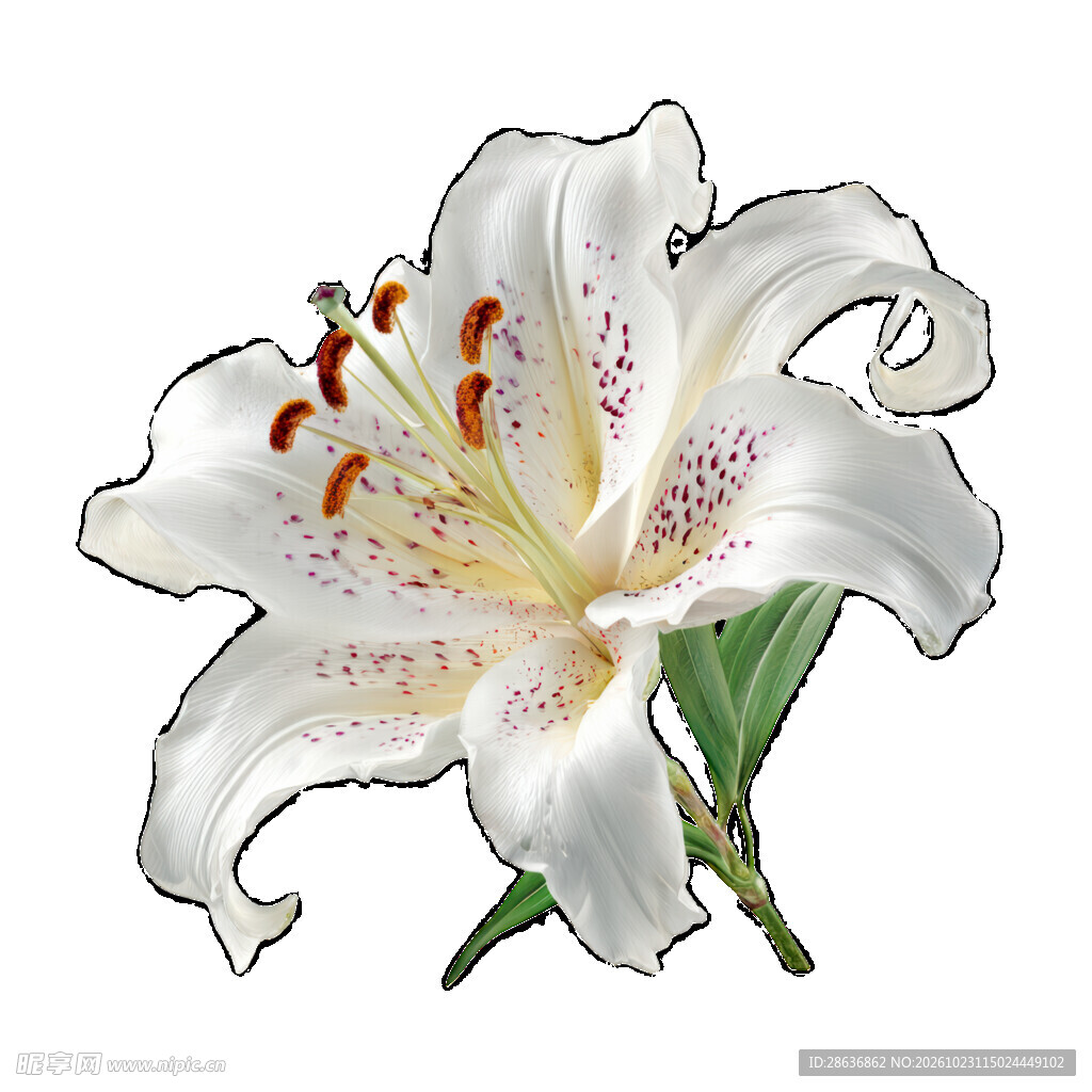 手绘白色百合花