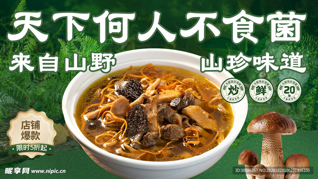 山珍菌菇汤宣传海报