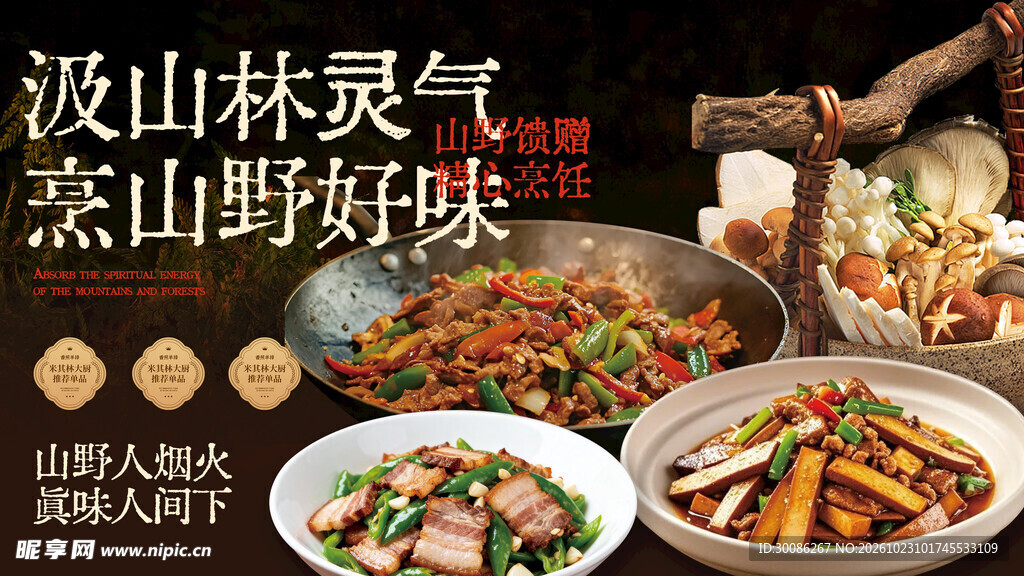 山野风味农家菜宣传海报
