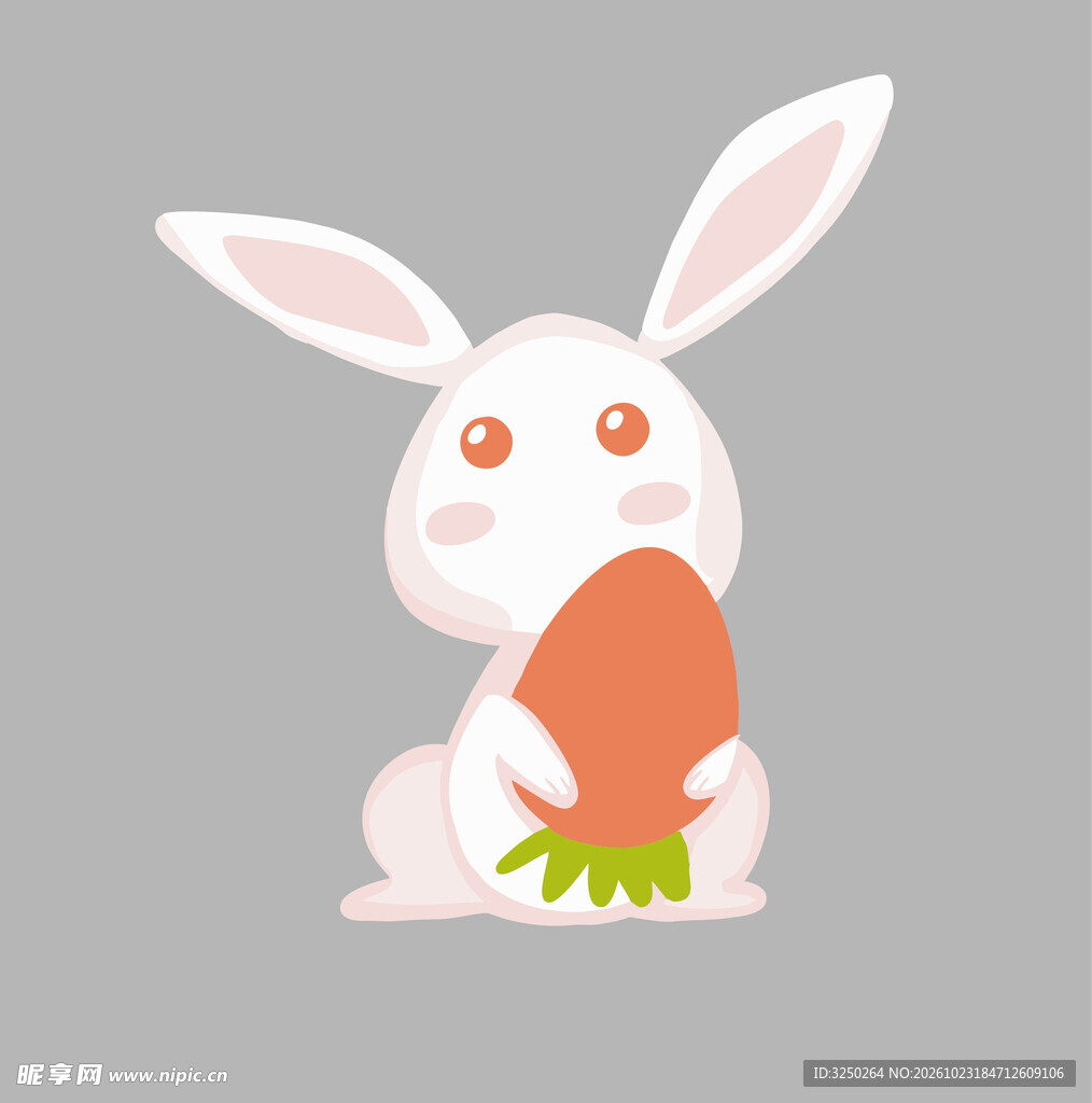 可爱白兔抱胡萝卜