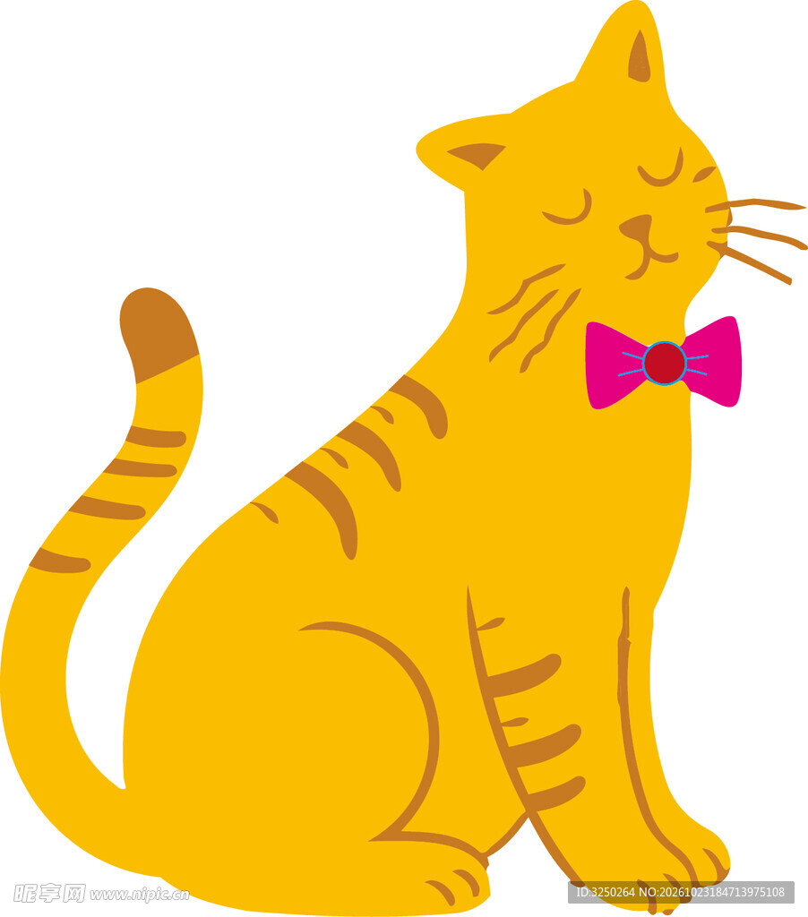 戴领结的卡通橘猫