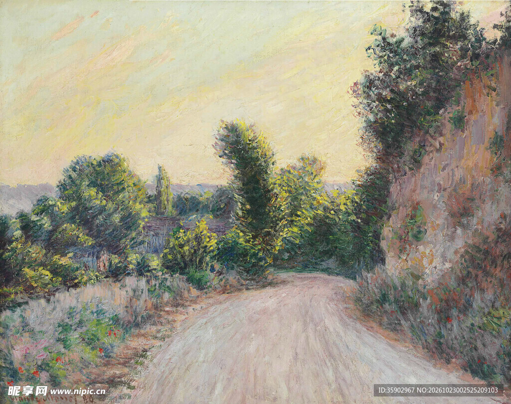 乡村郊野小路风景油画
