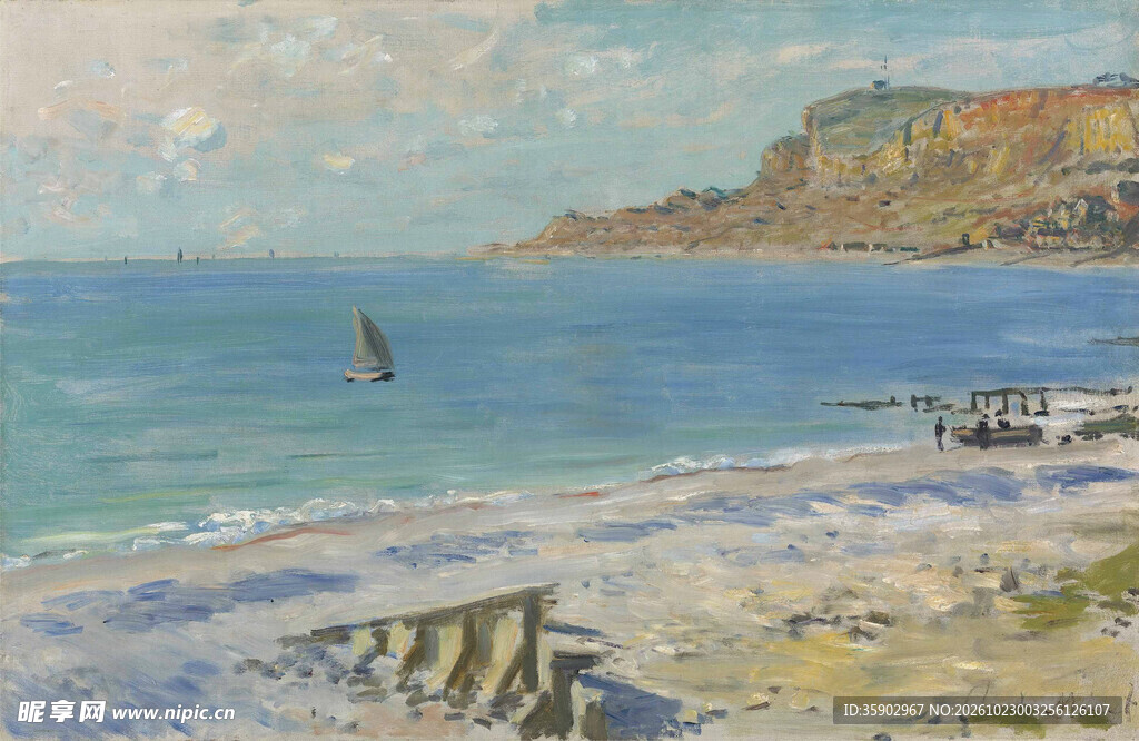海边帆船风景油画