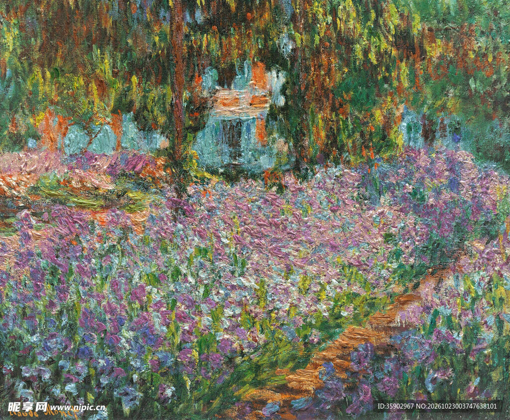 鸢尾花田印象派油画