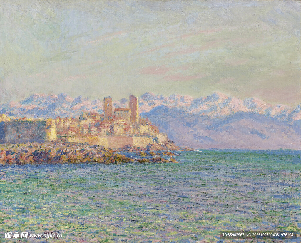 滨海印象派风景油画