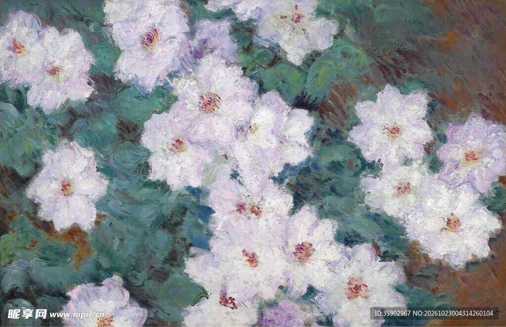 手绘白色小碎花装饰画