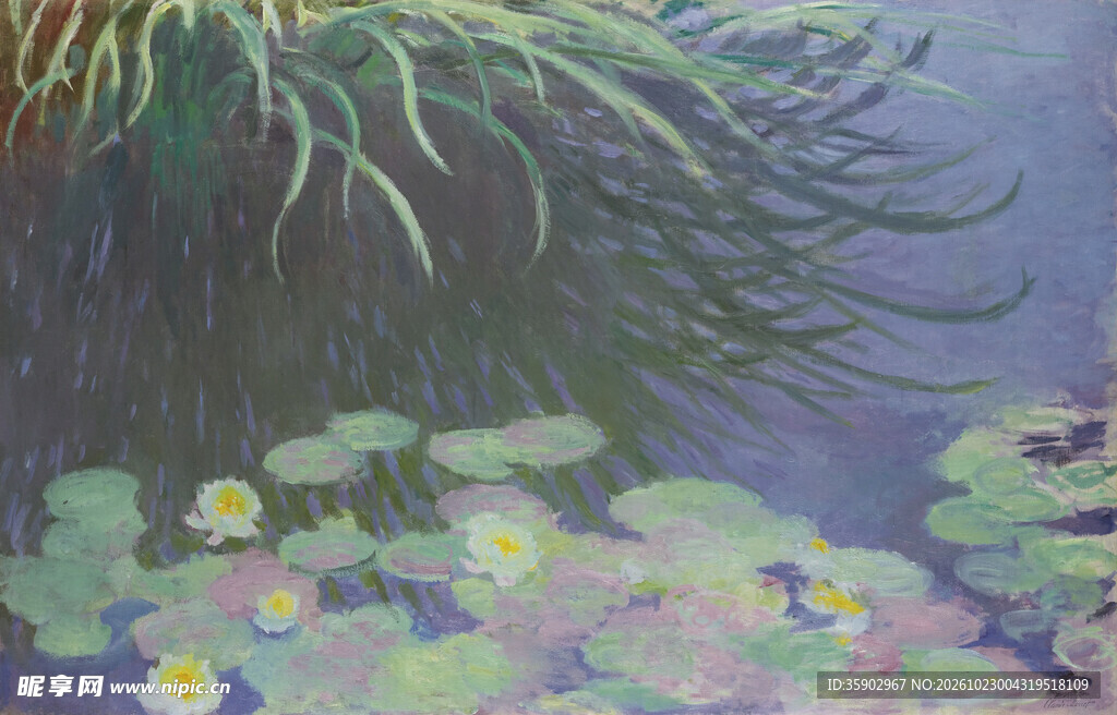 印象派睡莲水景油画