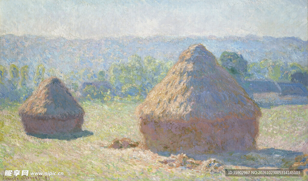 乡野茅草屋风景油画
