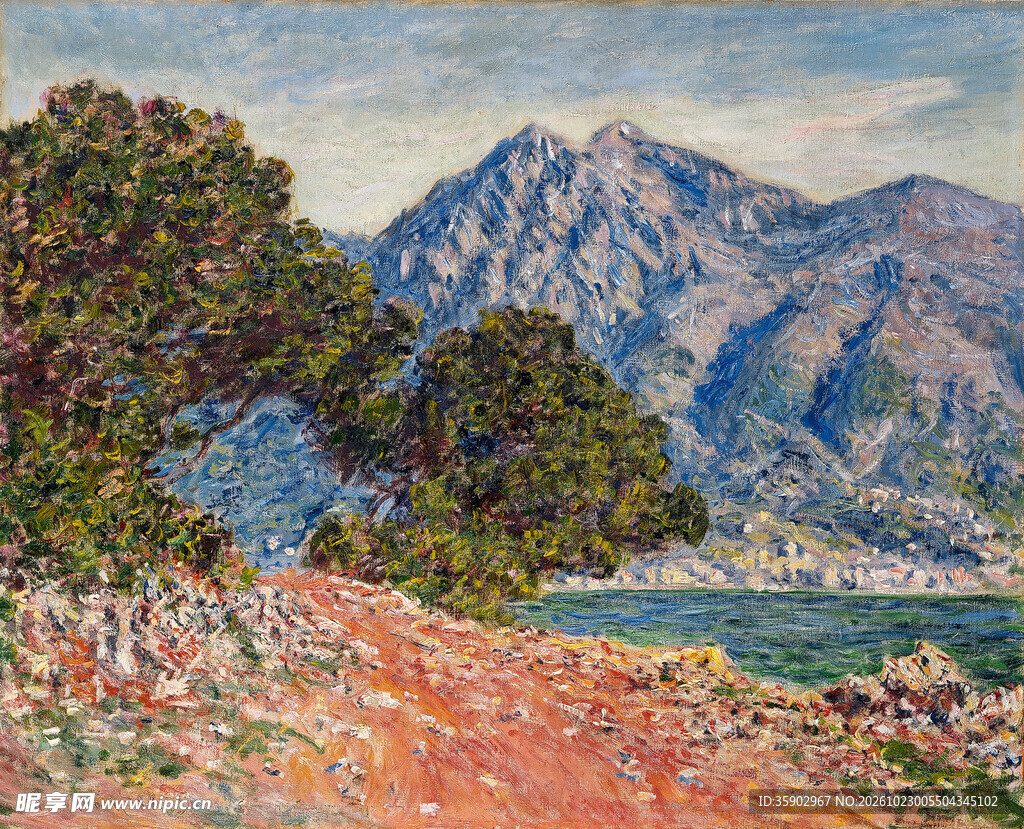 印象派湖山风景油画